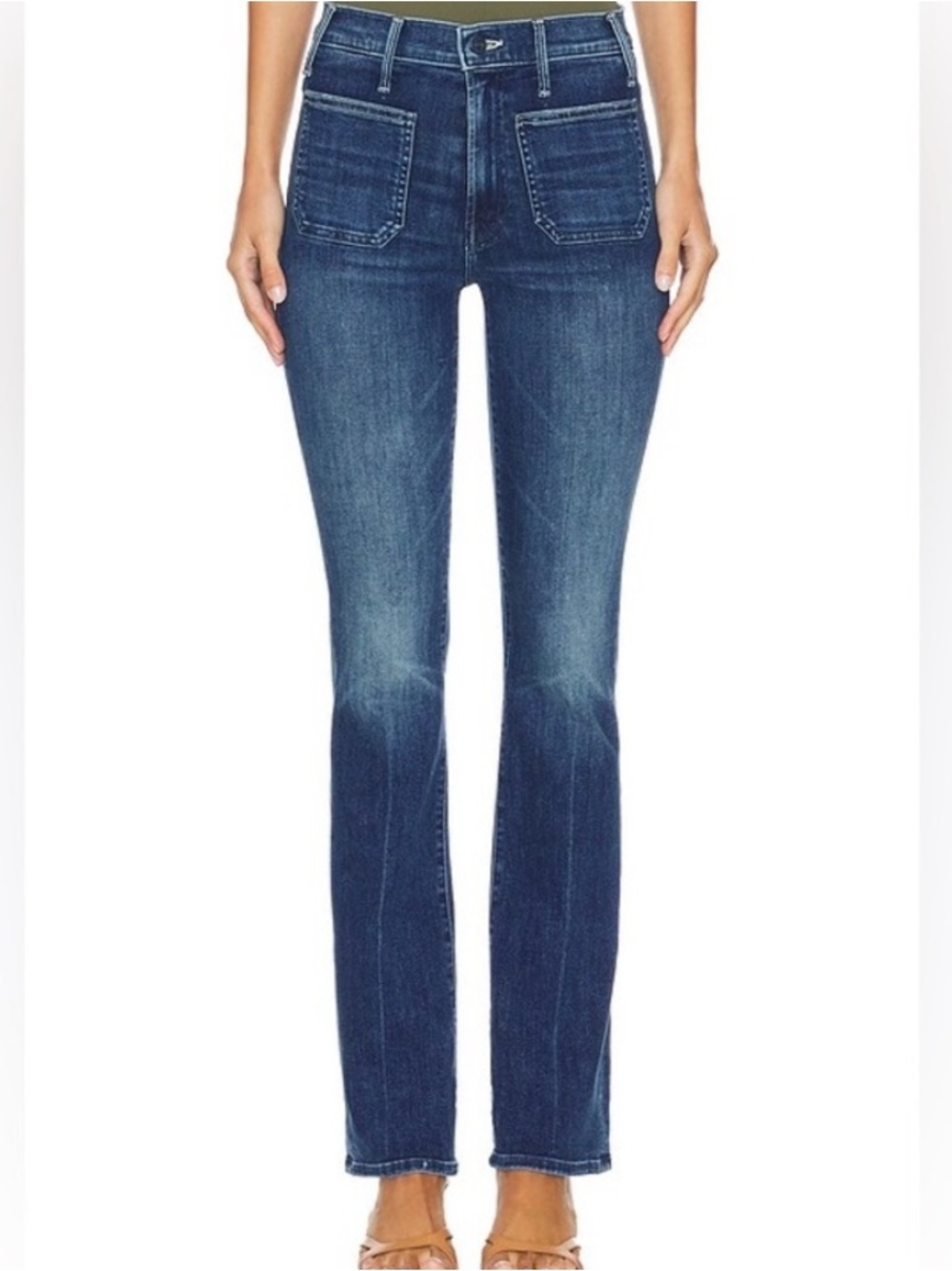 MOTHER Women's High Rise Straight Jeans in Dark Blue Wash